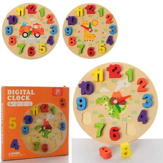 Digital Learning Wooden Clock Kids Plaza