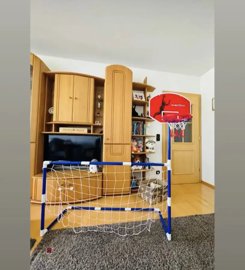 2 in 1 Kids Sports Set with Football Goal, Basketball Stand, 2 Balls & Pump Minimarvel