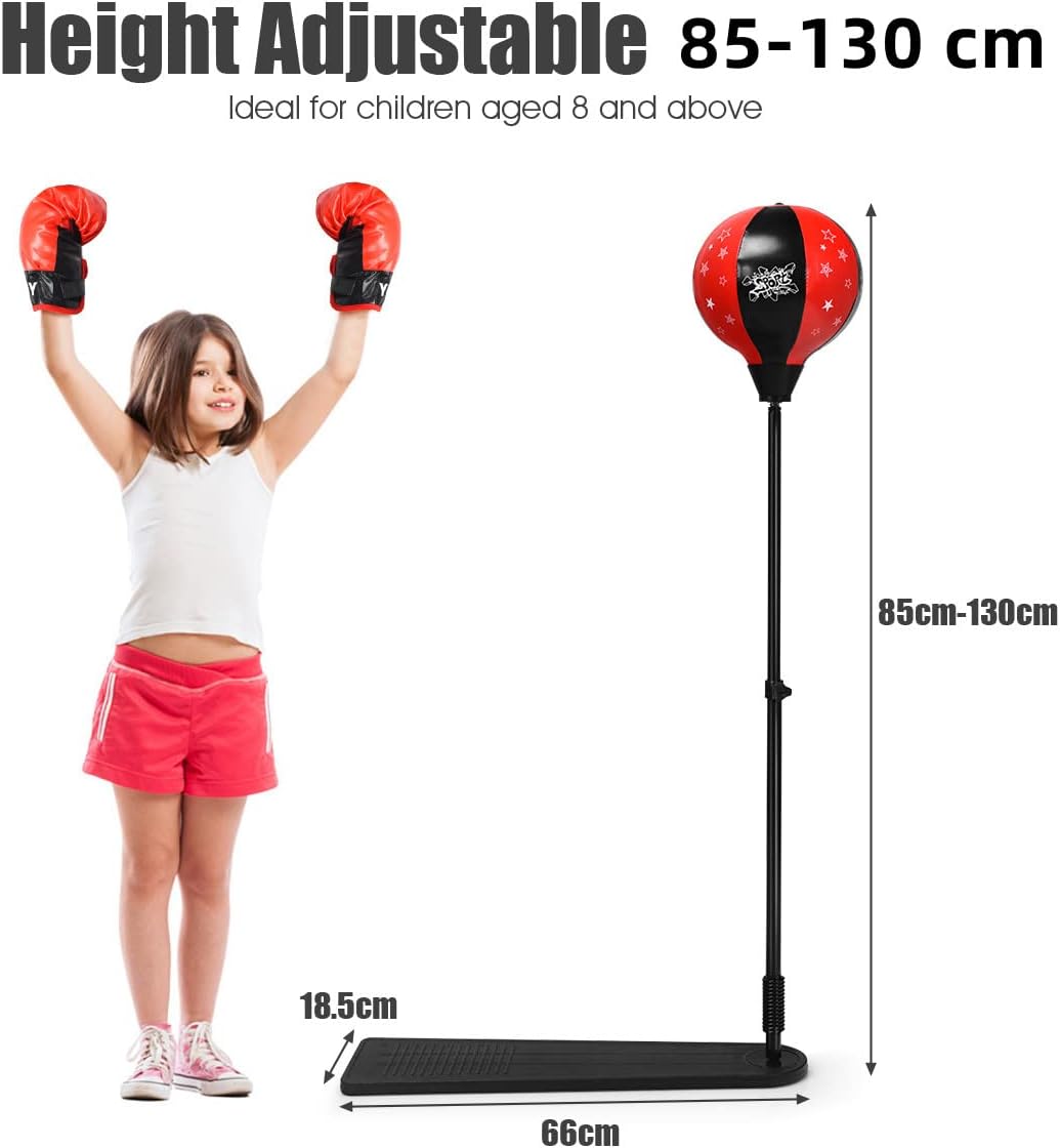 Kids Boxing Stand + Gloves & Pump With Height-Adjustable Topifye