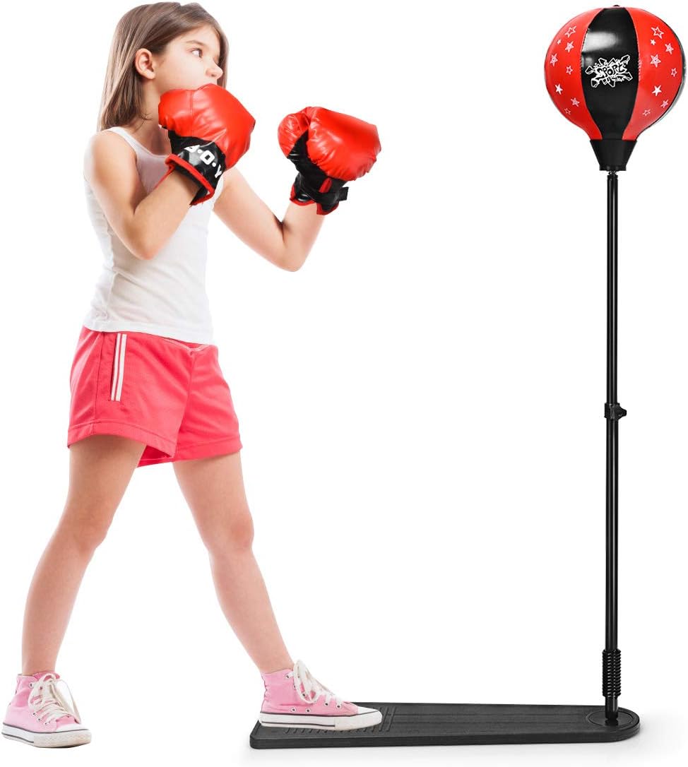 Kids Boxing Stand + Gloves & Pump With Height-Adjustable Topifye