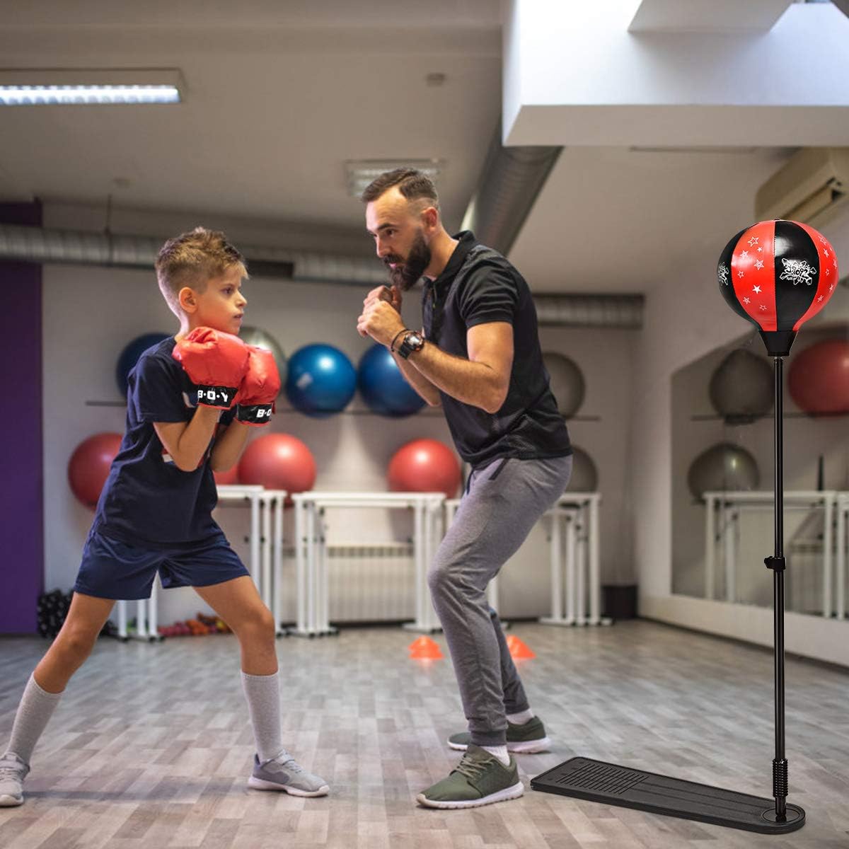 Kids Boxing Stand + Gloves & Pump With Height-Adjustable Topifye