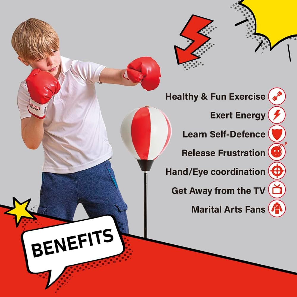 Kids Boxing Stand + Gloves & Pump With Height-Adjustable Topifye