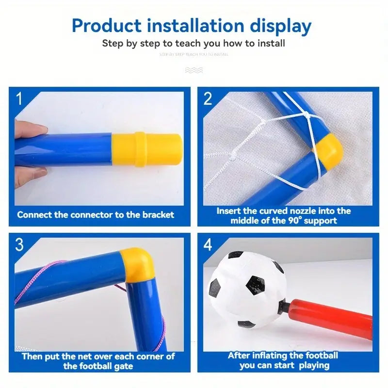 2 in 1 Kids Sports Set with Football Goal, Basketball Stand, 2 Balls & Pump Minimarvel