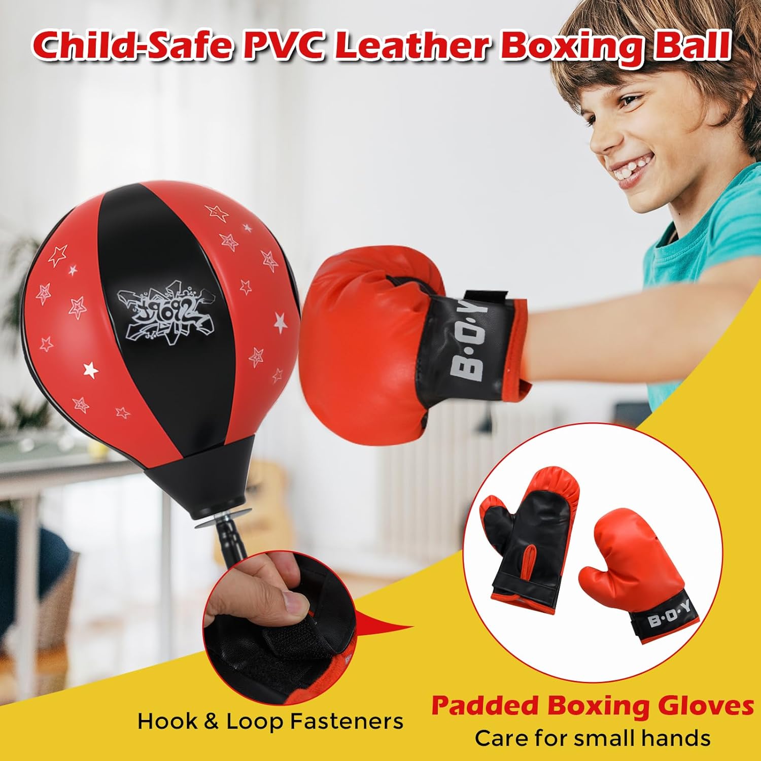 Kids Boxing Stand + Gloves & Pump With Height-Adjustable Topifye