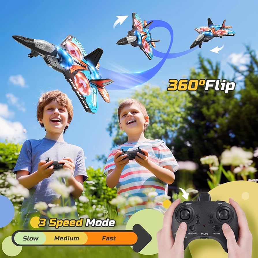 RC Fighter Jet Toy | 360° Flips | Remote Control Plane for Kids Baby Bloom