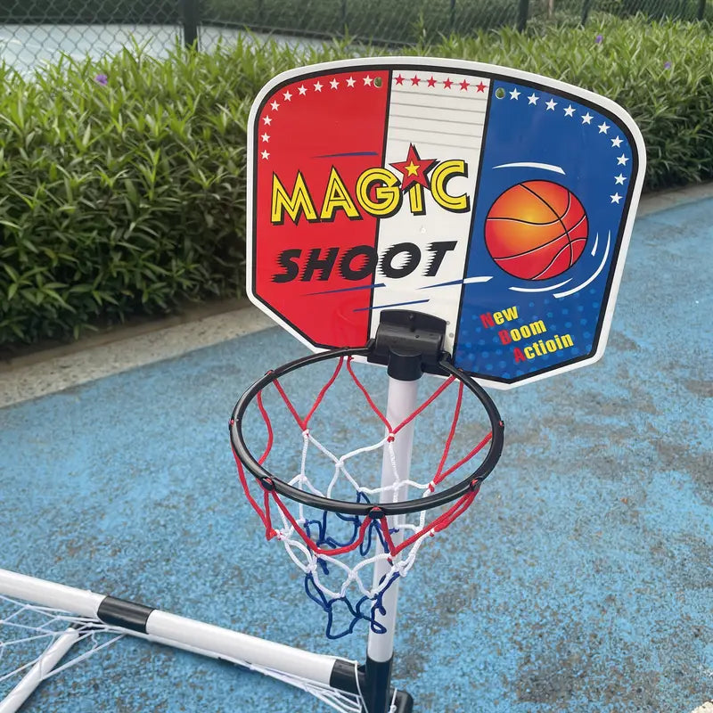 2 in 1 Kids Sports Set with Football Goal, Basketball Stand, 2 Balls & Pump Minimarvel