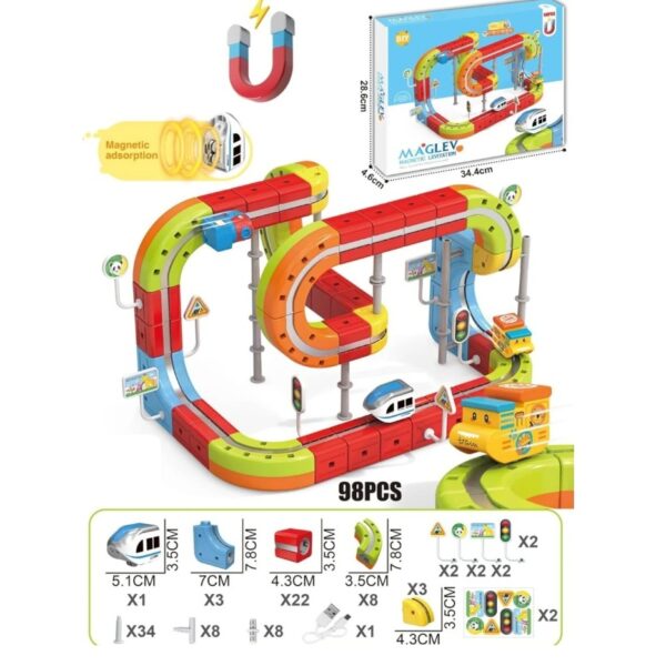 98Pcs DIY Magnetic Levitation Train Track Set MAT