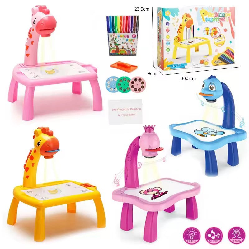 3-in-1 Giraffe LED Projector Drawing Table for Kids Nanhy Bachy