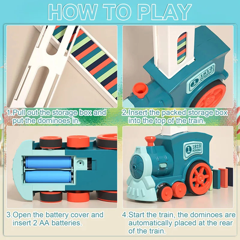 Kids Automatic Laying Domino Train Kicklo