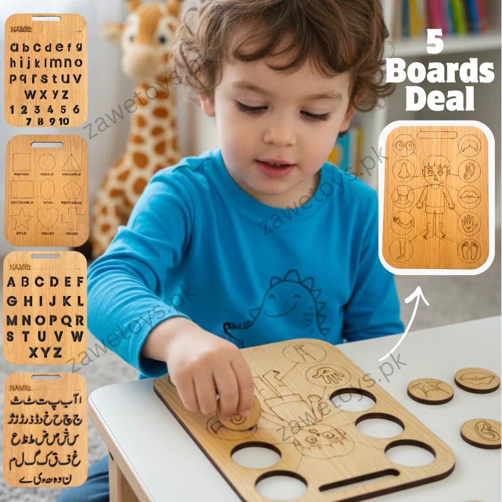 Wooden Learning Boards (pack of 5) Zawe Toys