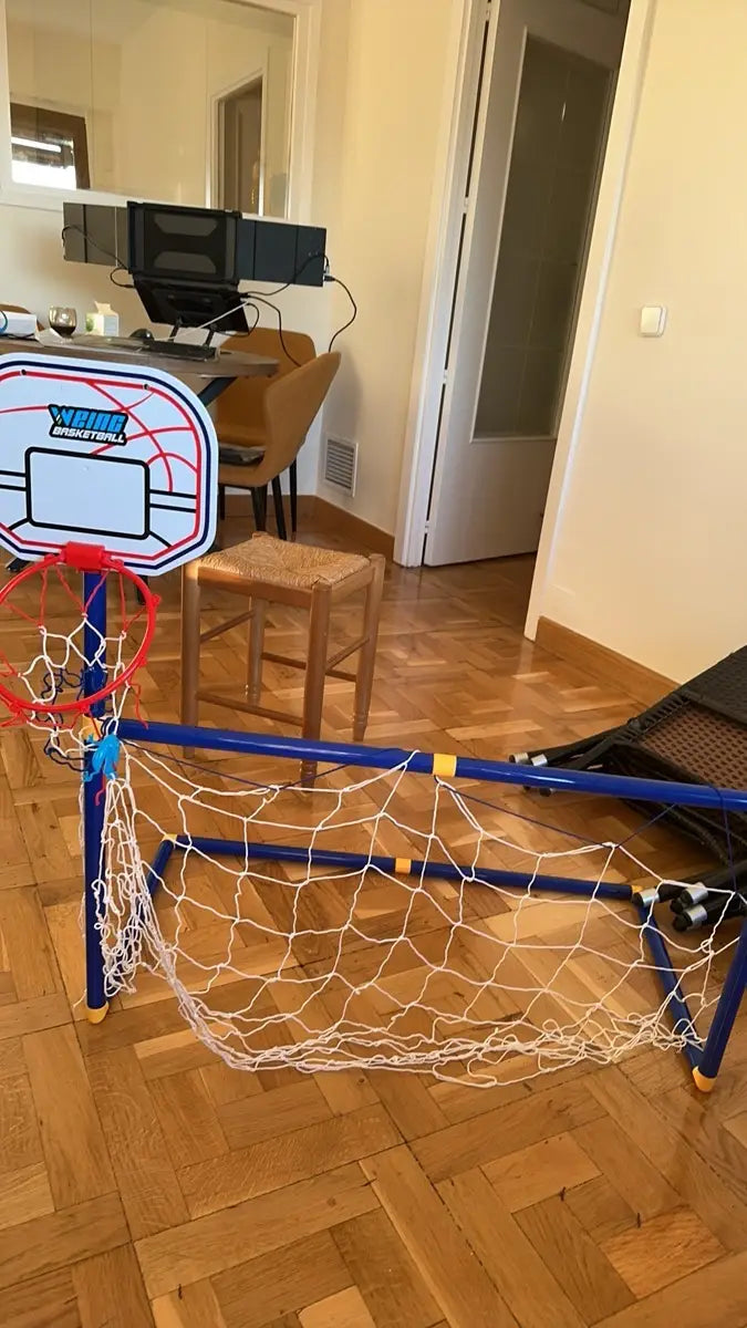 2 in 1 Kids Sports Set with Football Goal, Basketball Stand, 2 Balls & Pump Minimarvel