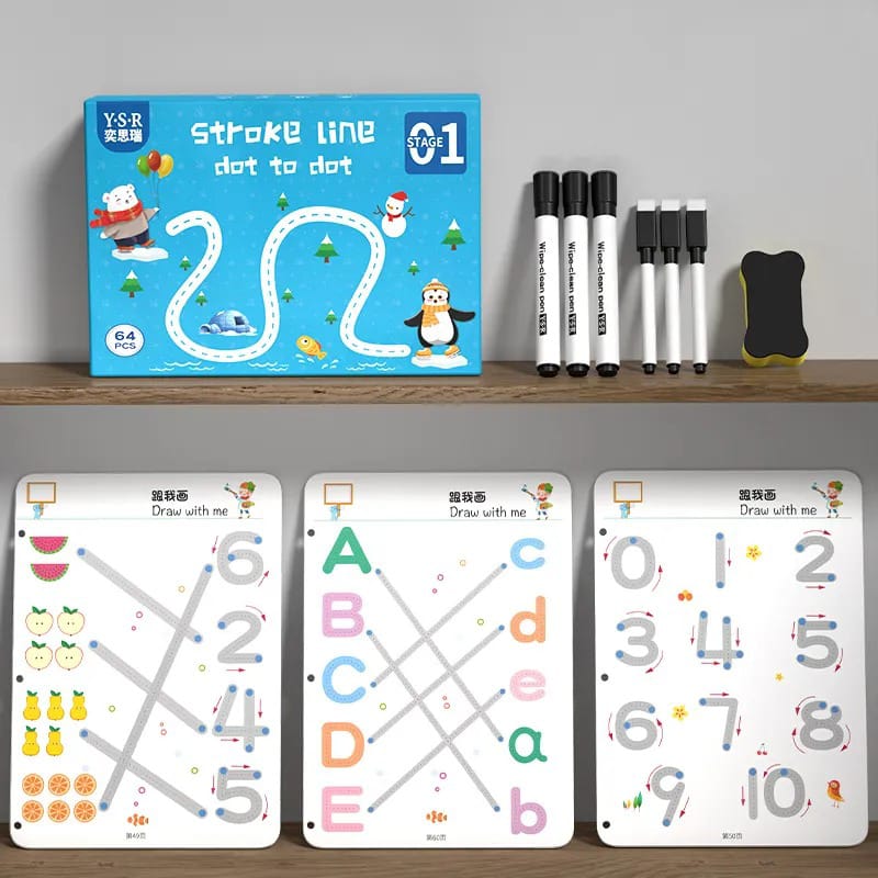 64 pages Reusable Tracing Workbook Set Kilo Store
