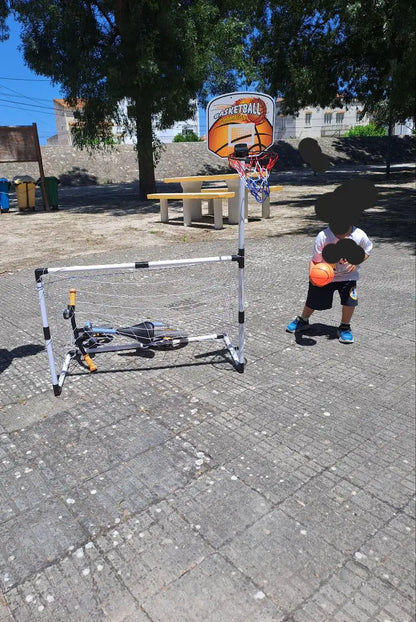 2 in 1 Kids Sports Set with Football Goal, Basketball Stand, 2 Balls & Pump Minimarvel