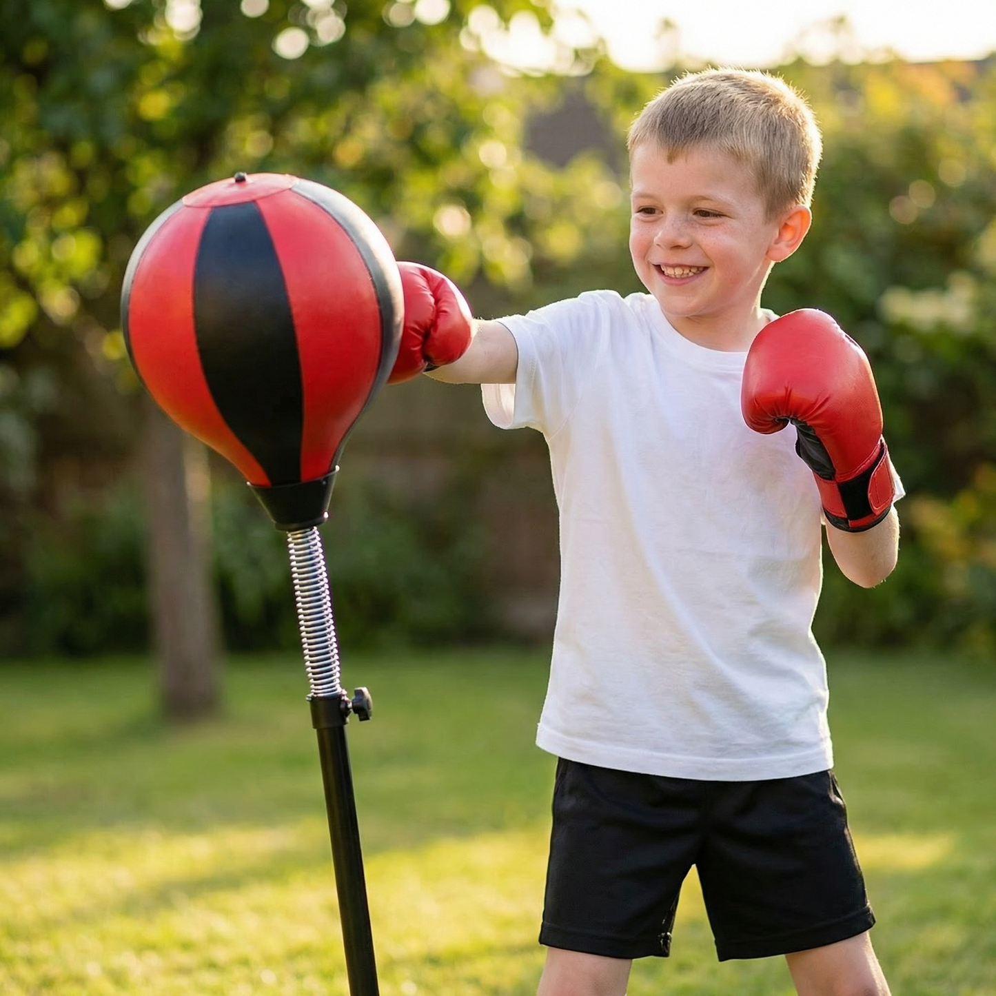 Kids Boxing Stand + Gloves & Pump With Height-Adjustable Topifye