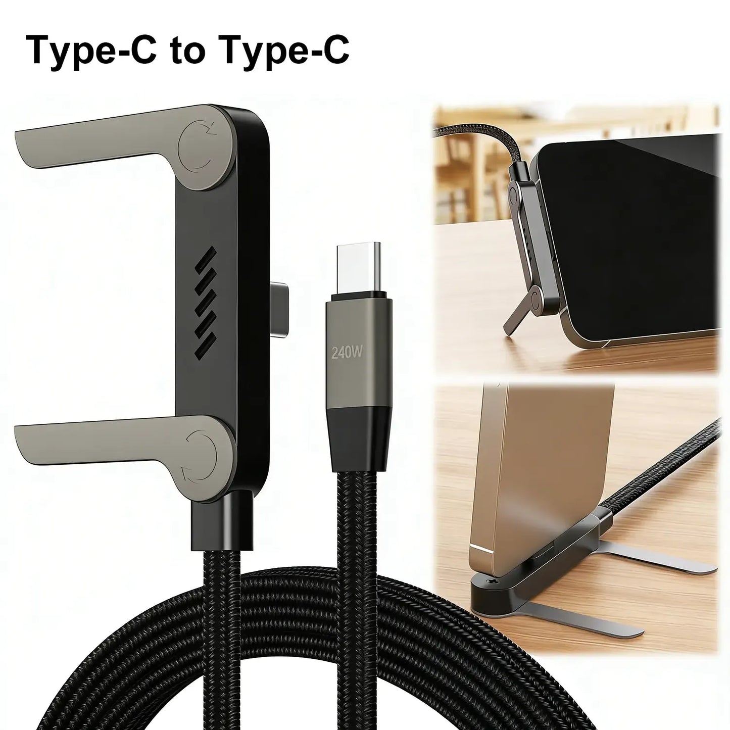 240W Type C Fast Charging Cable with Invisible Holder – 2-in-1 Mobile Stand Cable Daily Deal