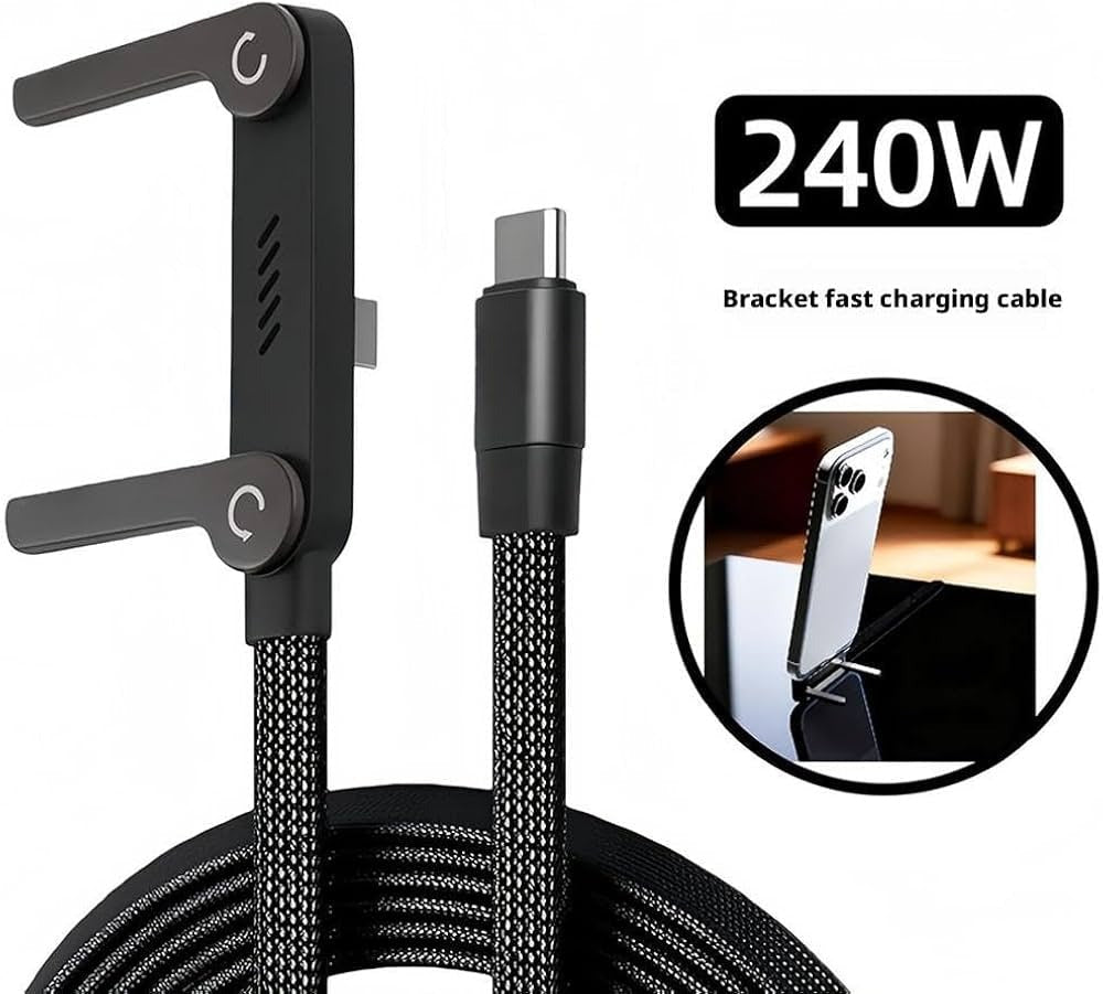 240W Type C Fast Charging Cable with Invisible Holder – 2-in-1 Mobile Stand Cable Daily Deal