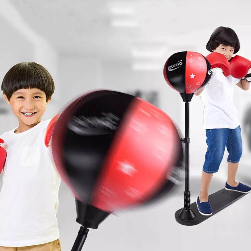 Kids Boxing Stand + Gloves & Pump With Height-Adjustable Topifye