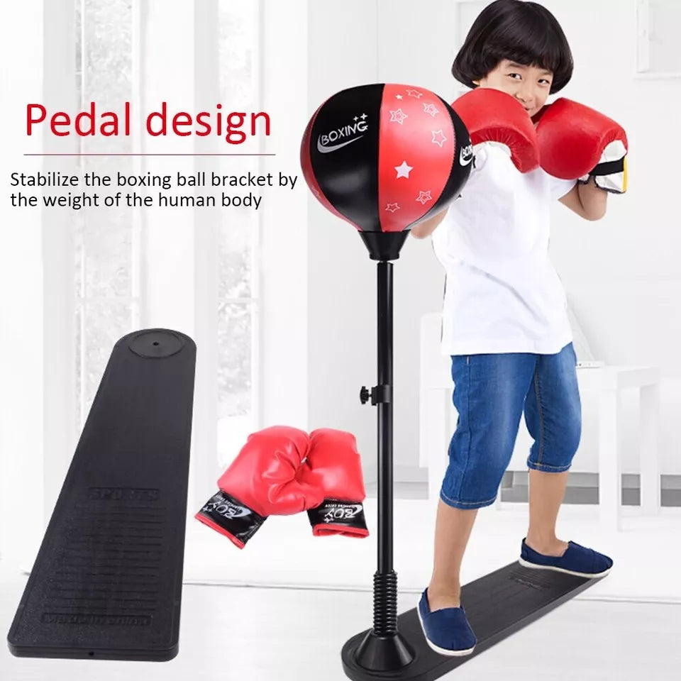 Kids Boxing Stand + Gloves & Pump With Height-Adjustable Topifye