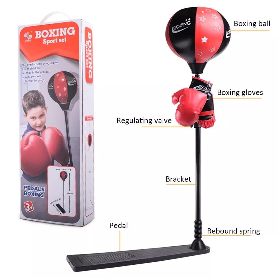 Kids Boxing Stand + Gloves & Pump With Height-Adjustable Topifye